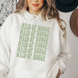 Maid of Honor Sage Green Matching Bridal Party Hoodie<br><div class="desc">Looking for the perfect bachelorette party outfit? Look no further than our personalized sage green Maid of Honor hoodie sweatshirts! These shirts are perfect for matching with your bridal party, and they're also great for fun bachelorette party themes. We have a variety of matching bachelorette shirts to choose from, so...</div>