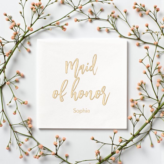 Maid of Honor Wedding Elegant Foil Stamped Napkins (Creator Uploaded)
