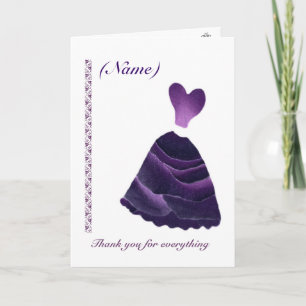 MAID OF HONOR Wedding Thank You - PURPLE Gown Card