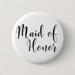 Maid of Honour 2 Black Script Typography (30) Inch Round Button