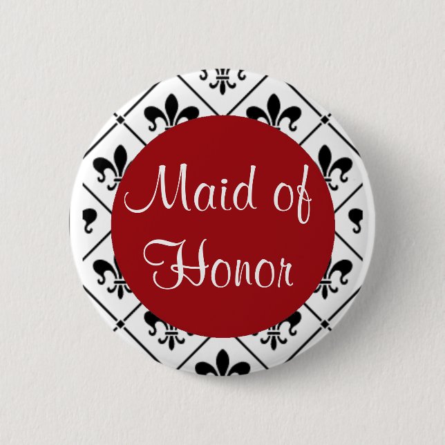 Maid of Honour 2 Inch Round Button (Front)
