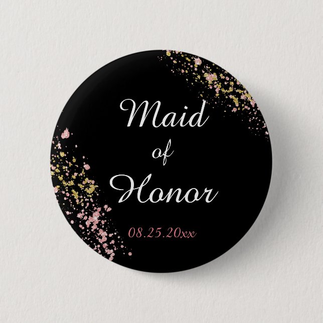 Maid of Honour 2 Inch Round Button (Front)