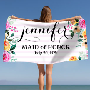 Maid of Honour Bachelorette Personalized  Beach To Towel