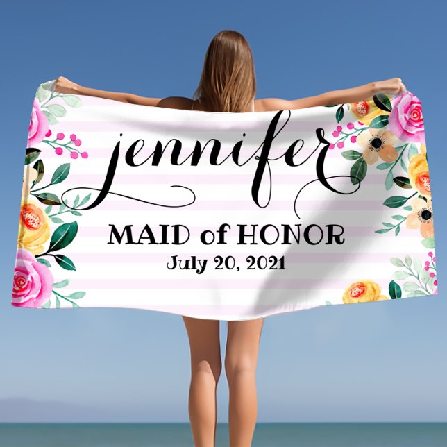 Maid of Honour Bachelorette Personalized  Beach To Towel (Maid of Honor Bachelorette Personalized Beach Tow Beach Towel)