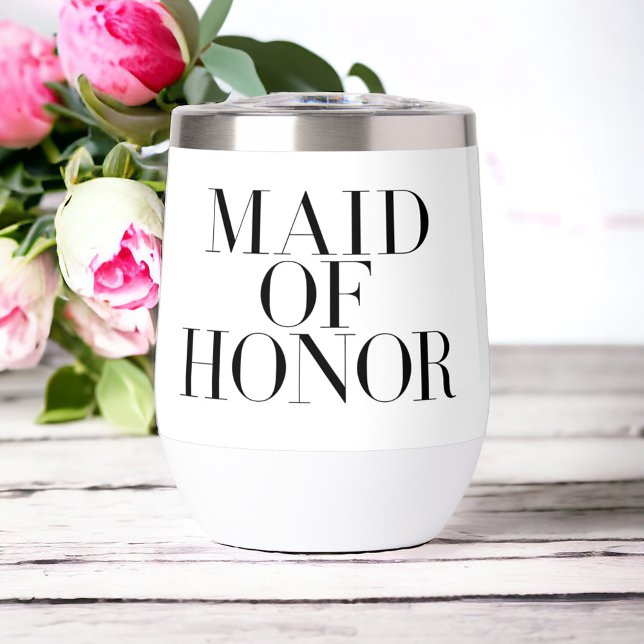 Maid of Honour Black Modern Elegant Personalized  (Creator Uploaded)