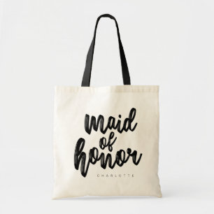 Maid of Honour Black Script Tote Bag - Customizabl