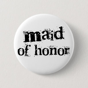Maid of Honour Black Text 2 Inch Round Button