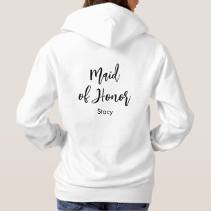 Maid of Honour Black White Calligraphy T-Shirt Hoodie
