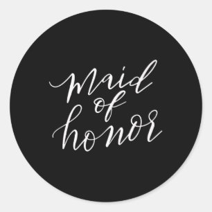 Maid Of Honour Bride Bridal Wedding Groom Funny Gi Classic Round Sticker