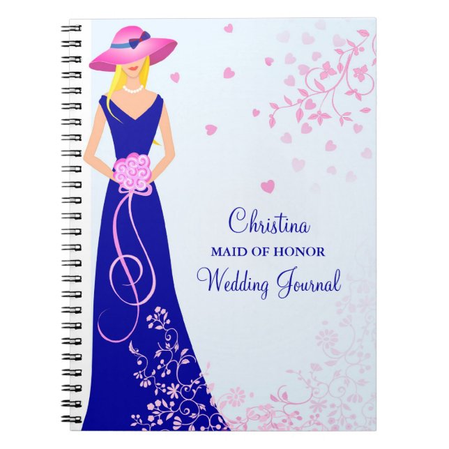 Maid of Honour Bridesmaid Custom Journal Notebook (Front)