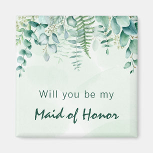 Maid of honour bridesmaid eucalyptus greenery magnet