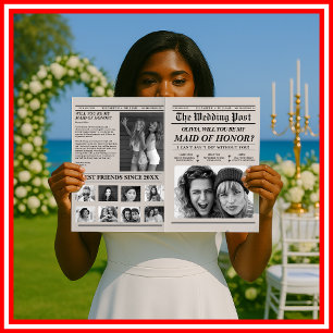 Maid of Honour Bridesmaid Proposal Newspaper Uniqu Card