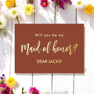 Maid of Honour Brown Terracotta Proposal 