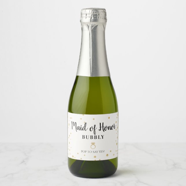 Maid of Honour Bubbly Bridal Party Proposal Sparkling Wine Label (Front)
