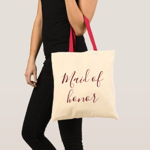 Maid of Honour Burgundy calligraphy Tote Bag