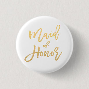 maid of honour calligraphy 1 inch round button
