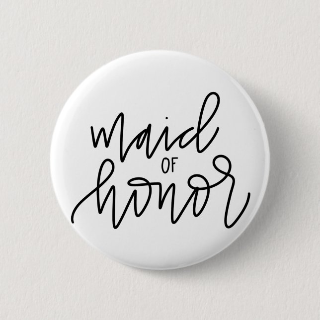 Maid of Honour Calligraphy 2¼ Inch Round Button (Front)