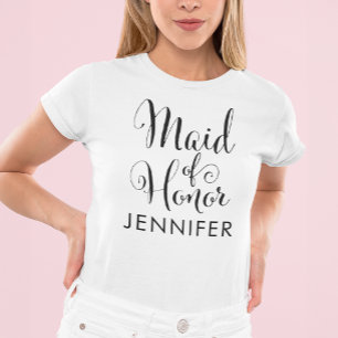 Maid of Honour Calligraphy Wedding Name T-Shirt