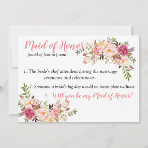 Maid of Honour Card