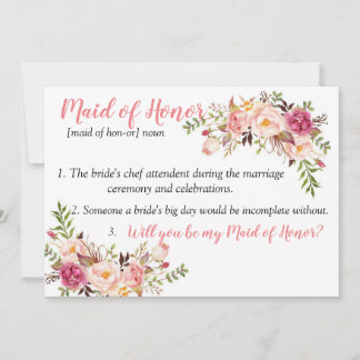 Maid of Honour Card