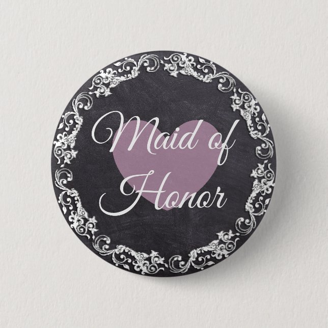 Maid of Honour Chalkboard Style Bachelorette Party 2 Inch Round Button (Front)