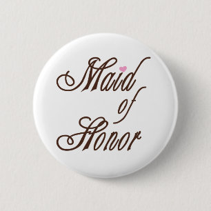 Maid of Honour Classy Browns 2 Inch Round Button