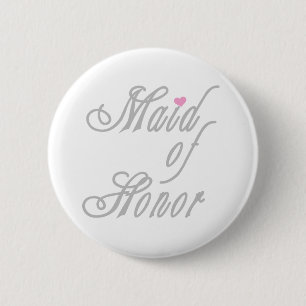 Maid of Honour Classy Greys 2 Inch Round Button