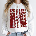 Maid of Honour Dark Red Matching Bridal Party Sweatshirt<br><div class="desc">Are you looking for the perfect bachelorette party outfit? Look no further than our personalized dark red Maid of Honour crewneck sweatshirts! They're perfect for a group of friends getting ready for their big day. Plus, they come in a matching set so your bridal party will look amazing together. So...</div>