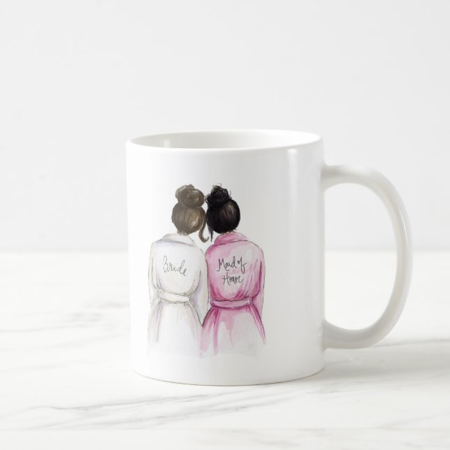 Maid of Honour? Dk Br Bun Bride Bk Bun Maid Coffee Mug (Right)