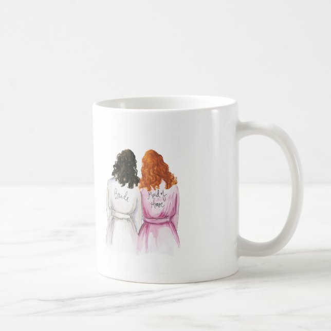 Maid of Honour? Dk Br Curls Bride Red Curls Maid Coffee Mug (Right)