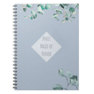 Maid of Honour Dusty Blue Eucalyptus Personalized Notebook