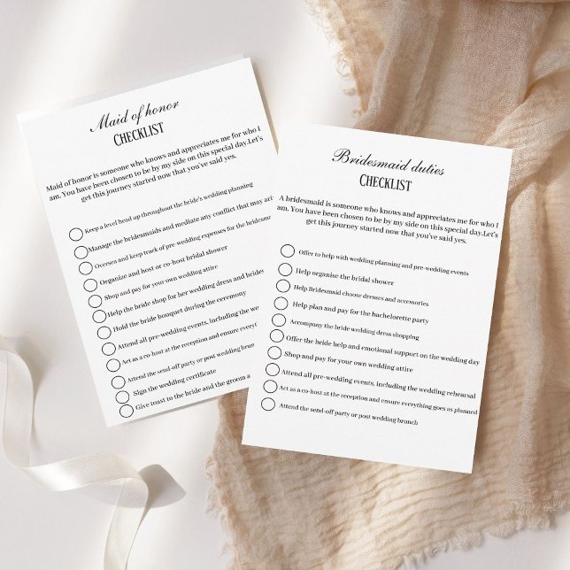 Maid of honour  duties checklist, party info  invitation (Creator Uploaded)