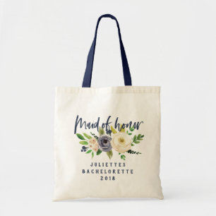 Maid of honour floral watercolor tote bag