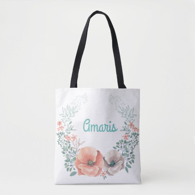 Maid of Honour Floral Wreath Tote Bag (Front)