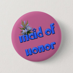 Maid Of Honour Flower Bouquet Cute 2 Inch Round Button