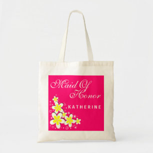 Maid of Honour Frangipani Floral Budget Tote Bag