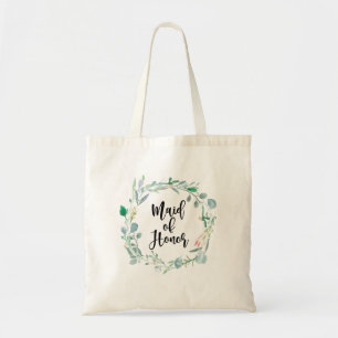 Maid Of Honour Gift Botanical Greenery Wedding Tot Tote Bag
