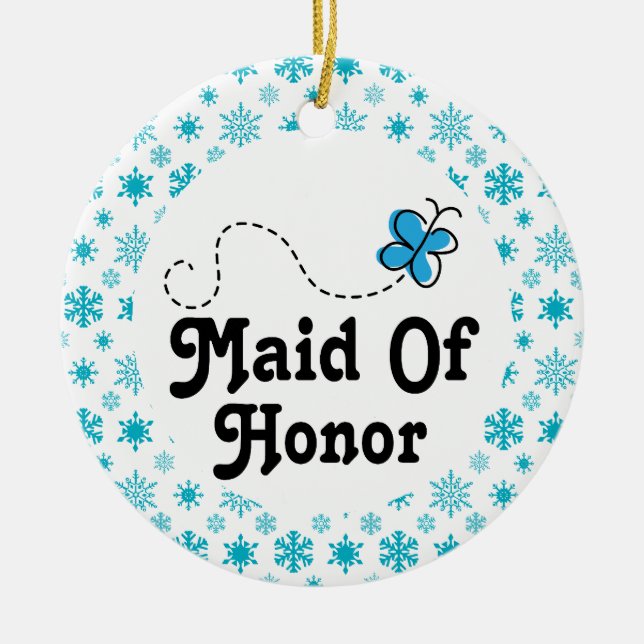 Maid Of Honour Gift Christmas Wedding Ornament (Front)
