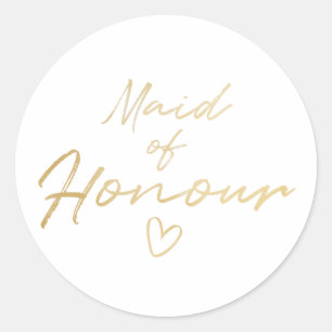 Maid of Honour - Gold faux foil sticker