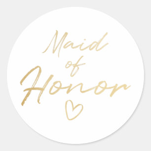 Maid of Honour - Gold faux foil sticker