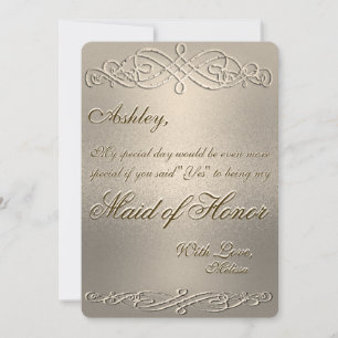 Maid of Honour Gold Shimmer Invitation