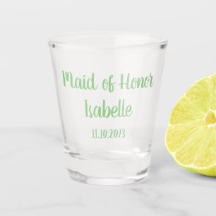 Maid of Honour Green Custom Name Gifts Wedding Shot Glass
