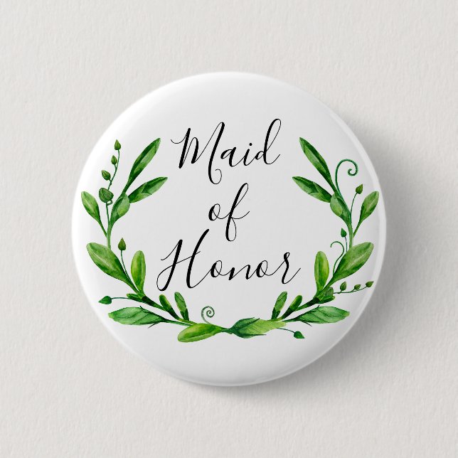 Maid of honour. Green leaves. Summer wedding garde 2 Inch Round Button (Front)