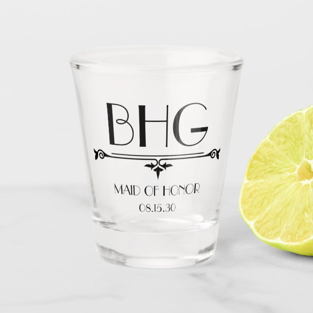 Maid of Honour Initials Shot Glass (Front)