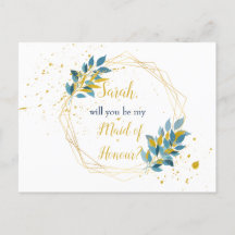Maid of Honour invitation Postcard Bridal Party
