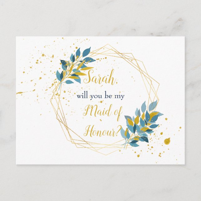 Maid of Honour invitation Postcard Bridal Party (Front)