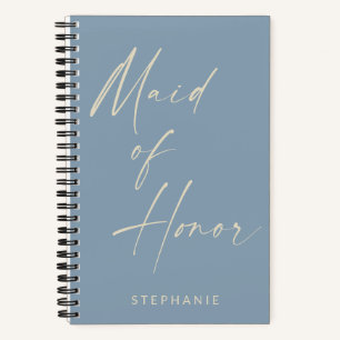 Maid of Honour Minimalist Dusty Blue Personalized Notebook