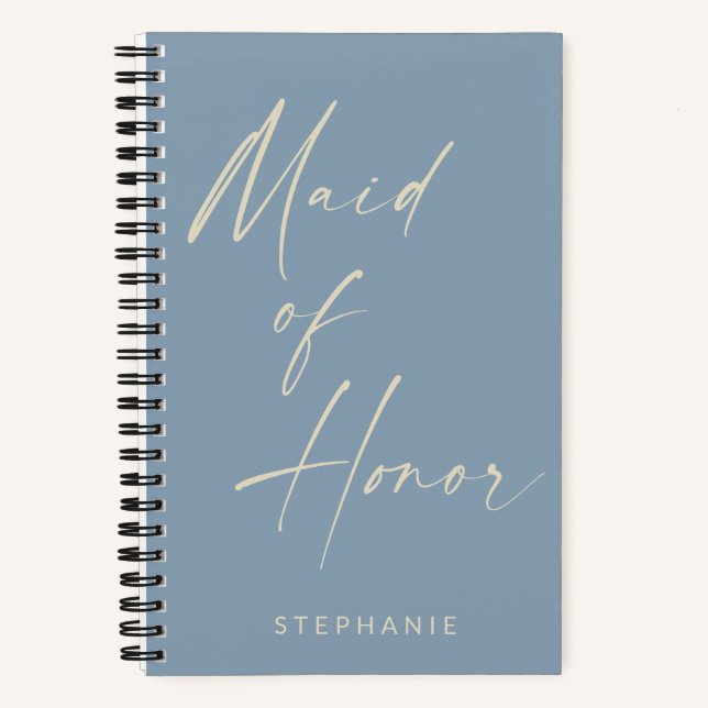 Maid of Honour Minimalist Dusty Blue Personalized Notebook (Front)