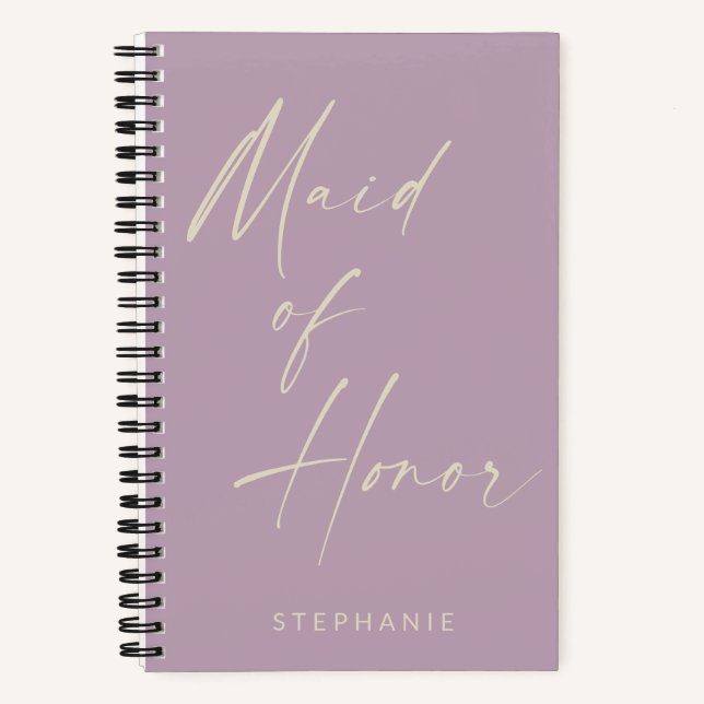Maid of Honour Minimalist Lilac Personalized Notebook (Front)