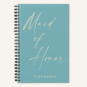 Maid of Honour Minimalist Teal Blue Personalized Notebook